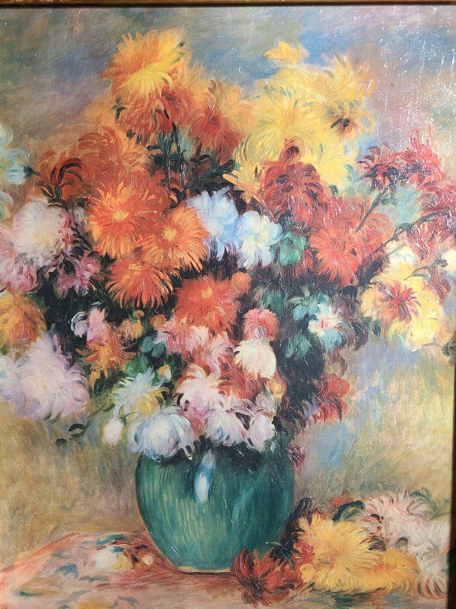 Tableau reproduction Renoir Bouquet de Chrysanthèmes et cadre