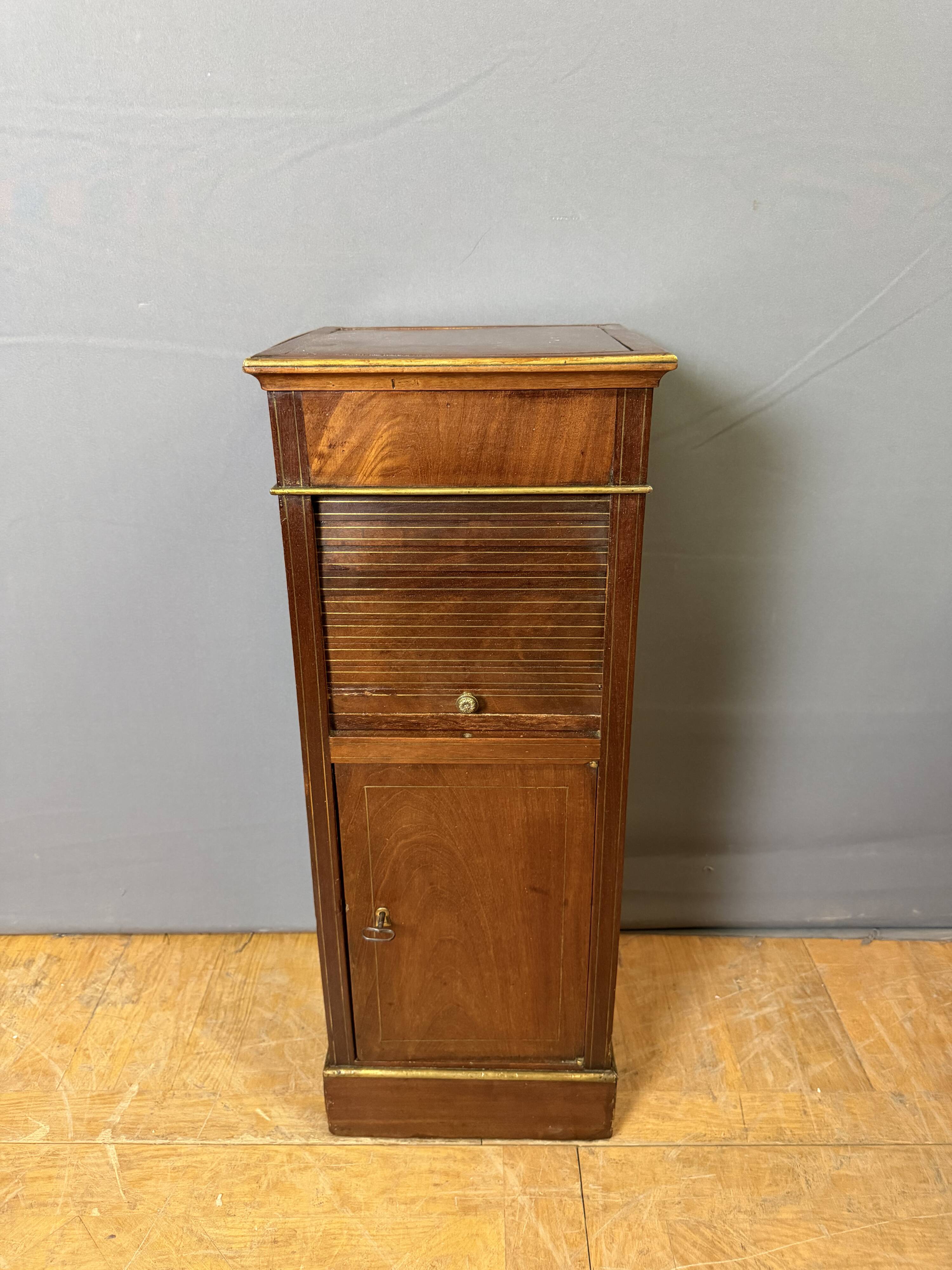 Directoire bedside table in mahogany and brass