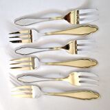 6 fourchettes à dessert modernistes en métal argenté chantourné DEETJEN
