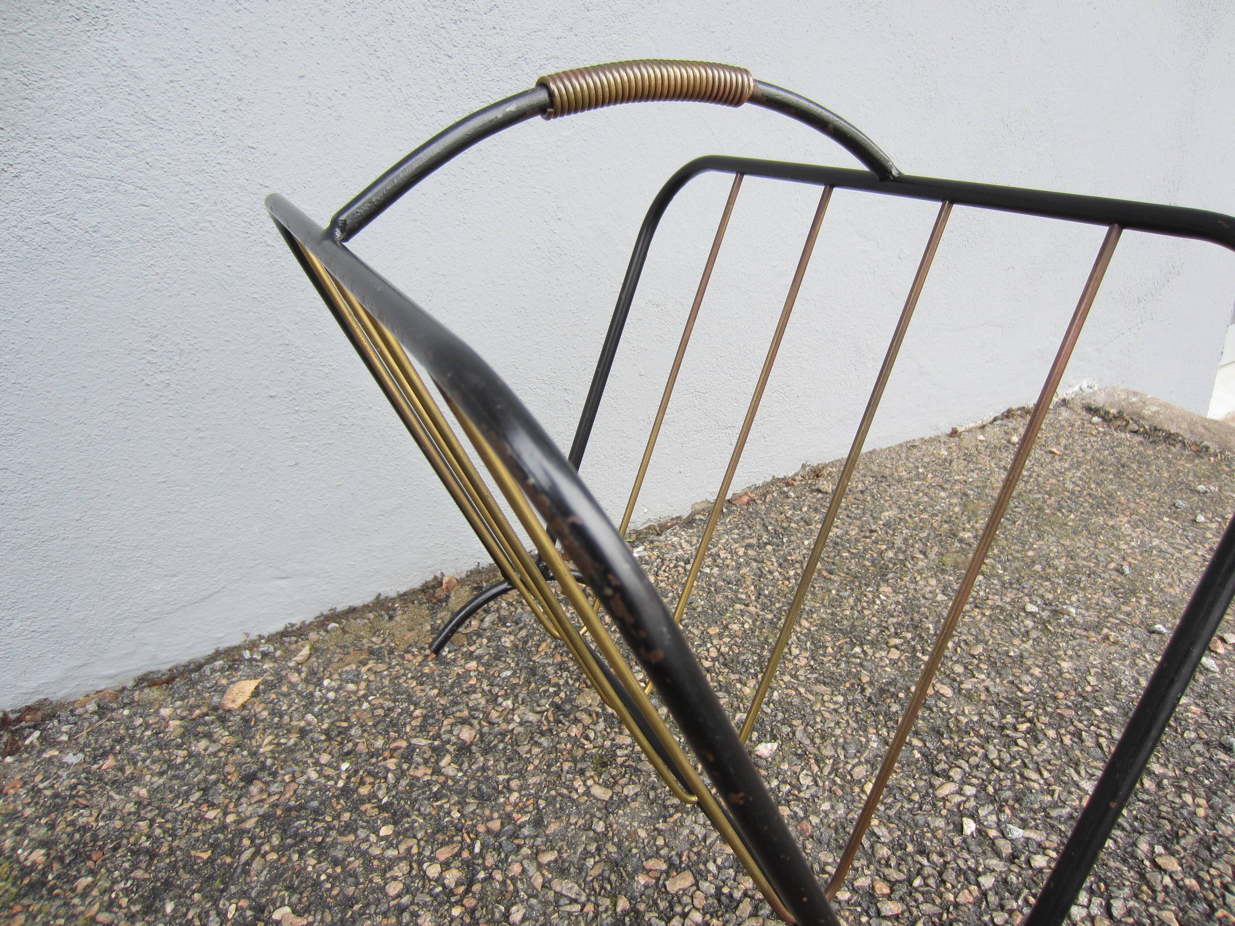 Steel and brass magazine rack