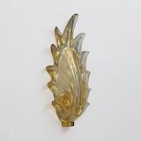 Pair Barovier & Toso Style Modern Italian Murano Glass Leaf Sconces