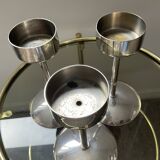 Series of 3 Art Deco candlesticks in silver-plated brass