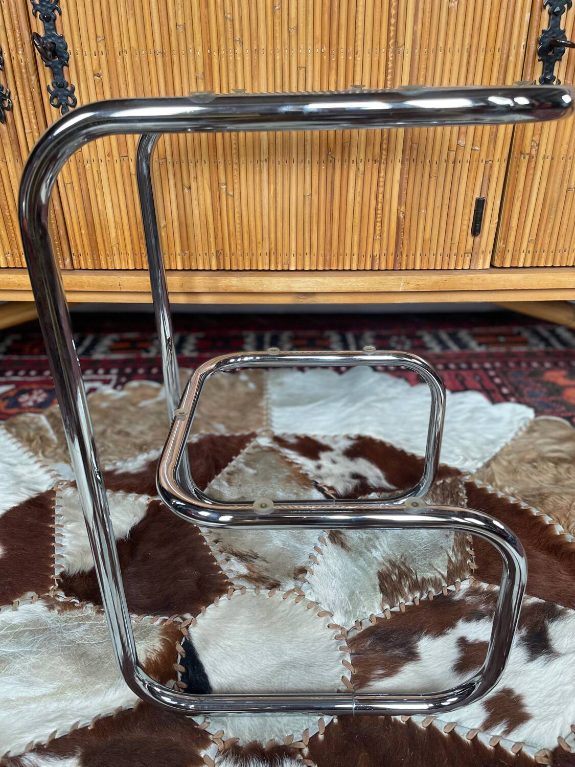 Chrome and smoked glass side table 1970