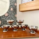 Set of 6 vintage stainless steel ice cream cups