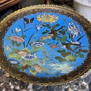 Asie XIXeme :  coupe cloisonnée sur talon en bronze doré