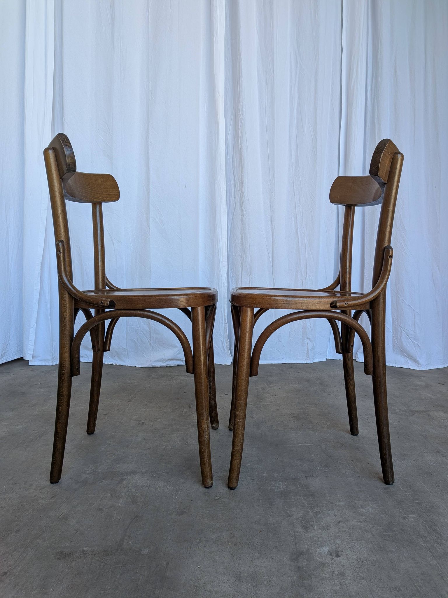 Set of 2 Vintage Wooden Dining Chair: Mid-Century Bistro Style, Yugoslavia