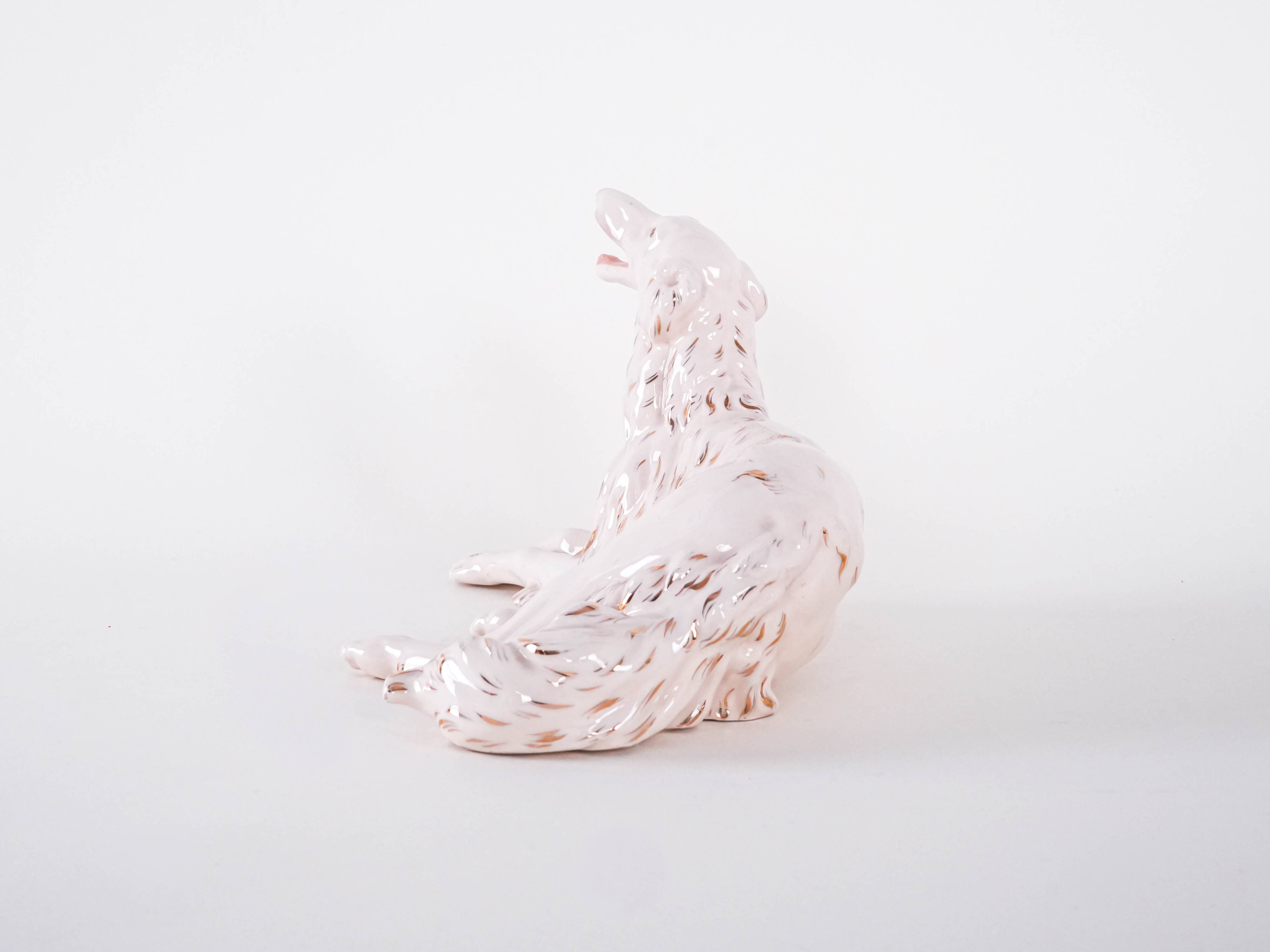 Porcelain figurine of a Borzoi dog, 1960s, made in Europe