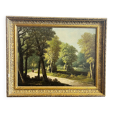 Oil painting on canvas depicting a forest