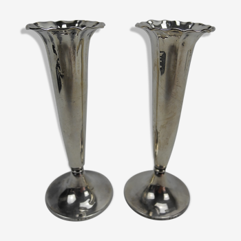 Paire vases argent massif 800 Jezler small pair of sterling silver vases