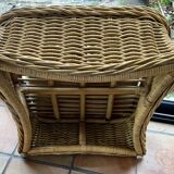 Square pouf or footstool in rattan
