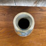 Old mougin style vase ceramic beige crystallized enamel blue france