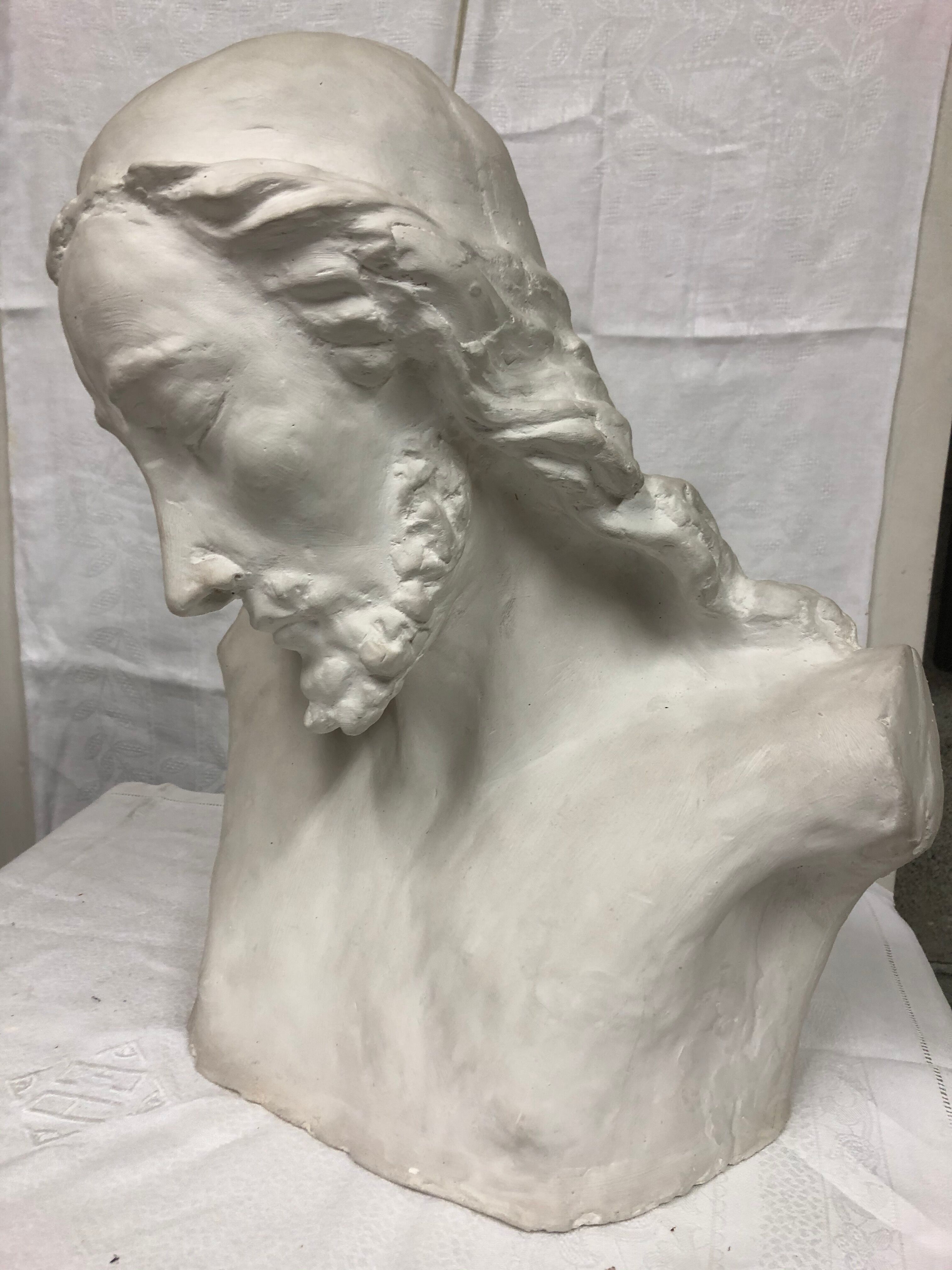 statue bust bearded man in plaster