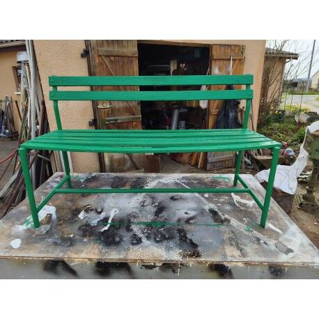 Banc des années 50 en fer et bois