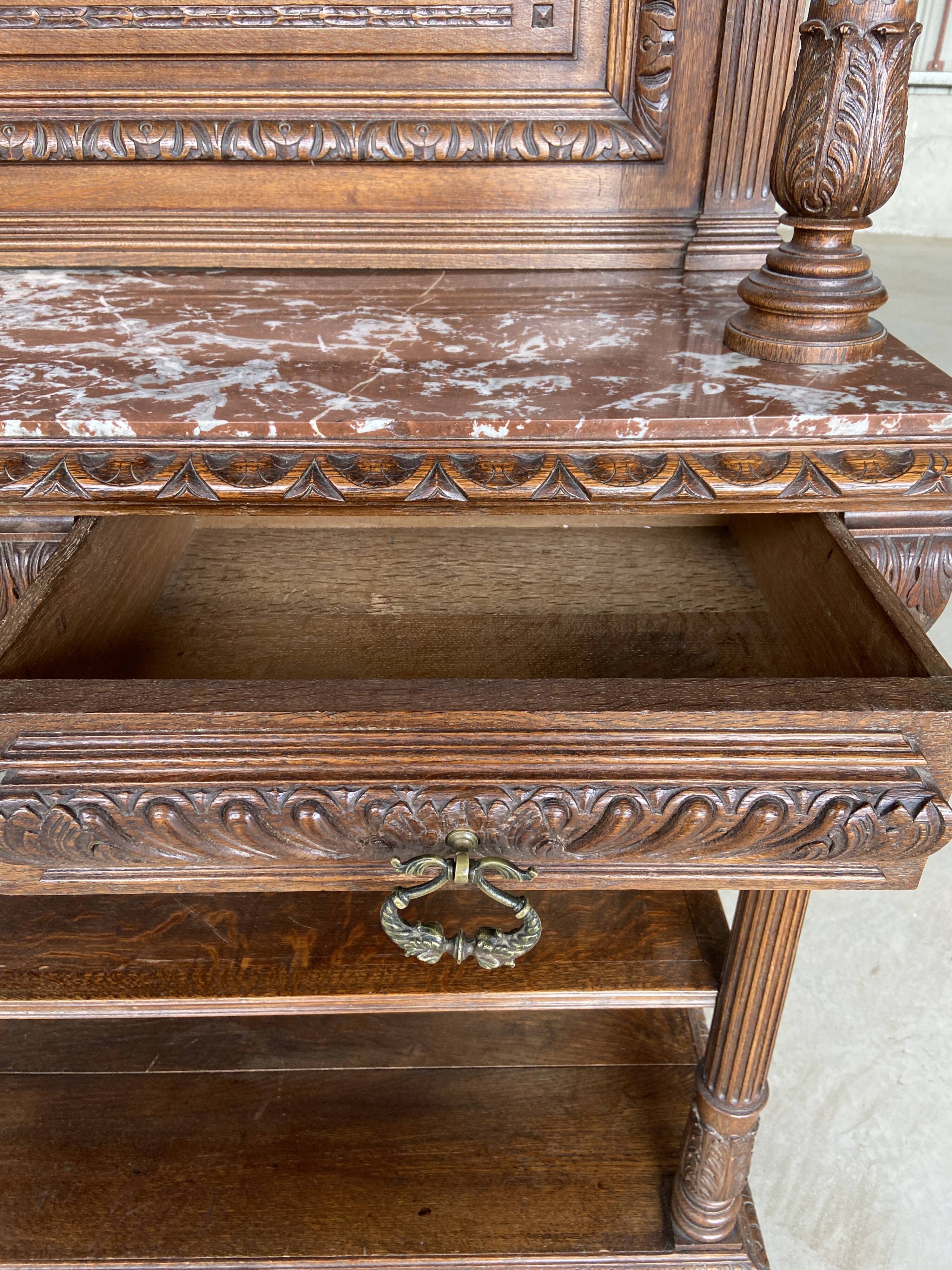 Neo Renaissance sideboard, France chateau Renaissance style Louis XIII carved oak 1880