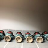 Old coquetiers signed Vallauris Turquoise and Red