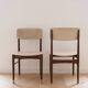 Set of 6 vintage 1950s chairs in wood and faux leather.