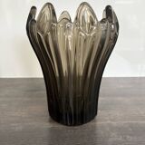 Vintage Schneider Fumé Crystal Vase - 1960s