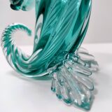 Teal Murano Glass Cornucopia Vase by Archimede Seguso, Italy