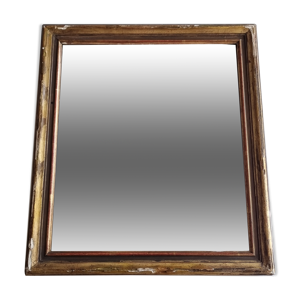 Ancien miroir rectangulaire en stuc et bois, 36 cm
