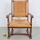 Modernist Brutalist Armchair in Rush and Oak, 1950s