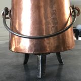 Cauldron with tinned copper pot handle and support 3 feet - 25.5 cm