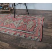 Vintage natural pink Turkish hand-knotted Herki runner 78x390