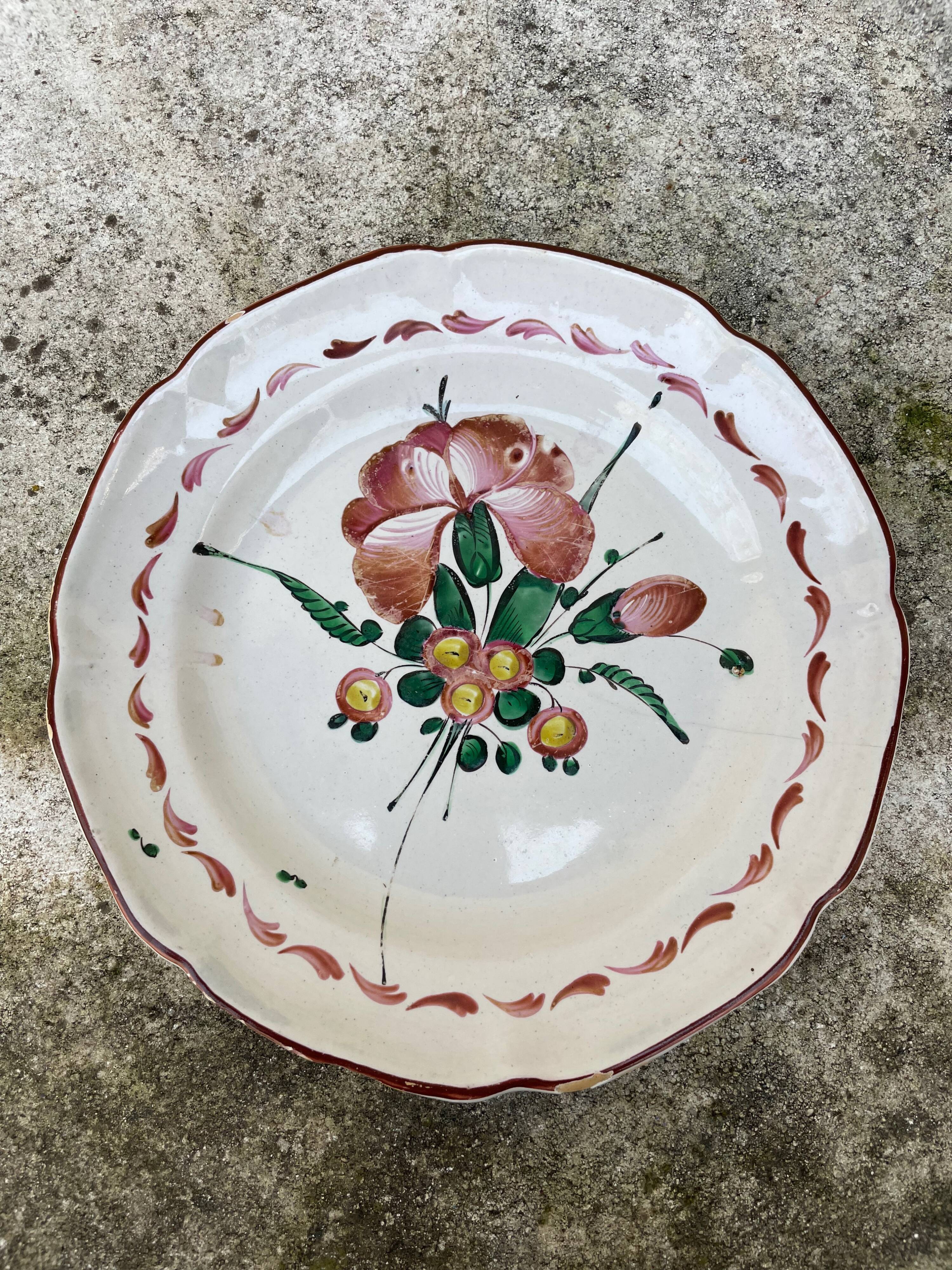 Antique plate with floral decoration