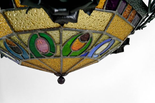 Lustre Art Déco en fer forgé par Augustin Louis Calmels, France, Circa 1920