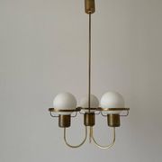 Suspended lamp with 3 glass balls and brass frame, Germany, 1960s
