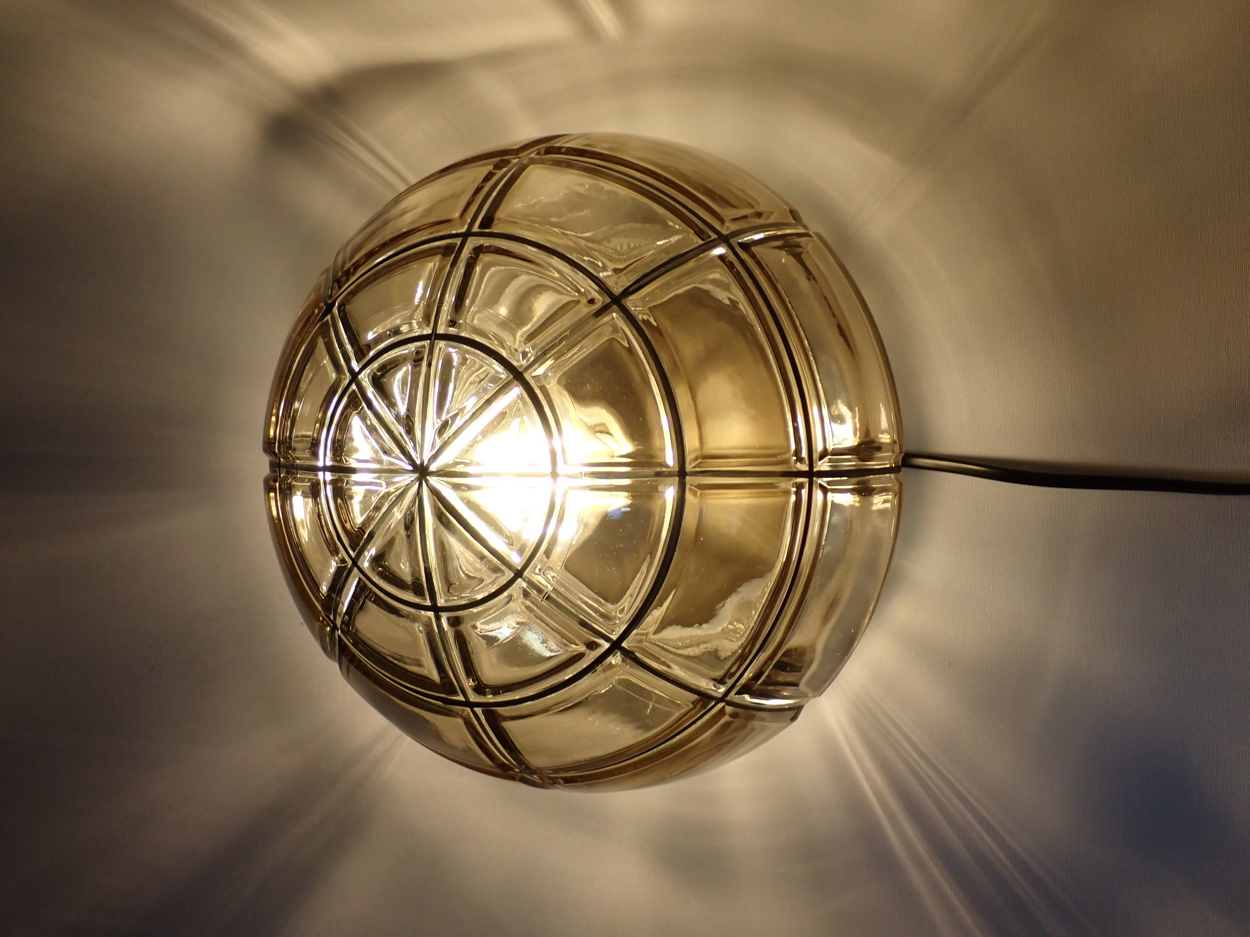 Vintage wall/ceiling light in amber glass / RZB Germany