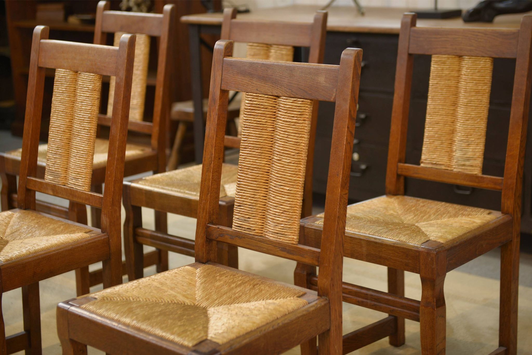 Set of 6 brutalist chairs from the 1950s.