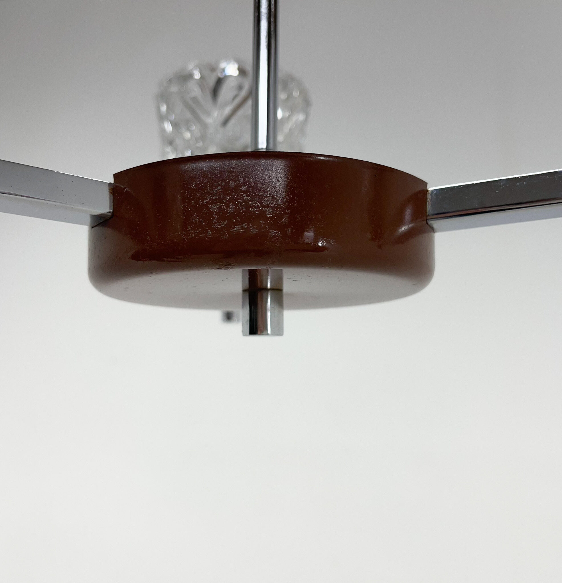 Vintage Chrome & Glass Chandelier, 1970's