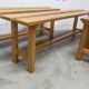 Set of 2 benches and 2 stools in pine, 1970s mountain style.