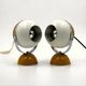 Paire de lampes eyeball Space Age métal blanc moutarde chrome Italie 1960s
