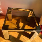 Table basse en méta chromé et verre fumé, années 1980