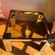 Chromed metal and smoked glass coffee table, 1980s.