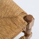 Provincial French corner chair, handmade in wood and straw, 1940s.