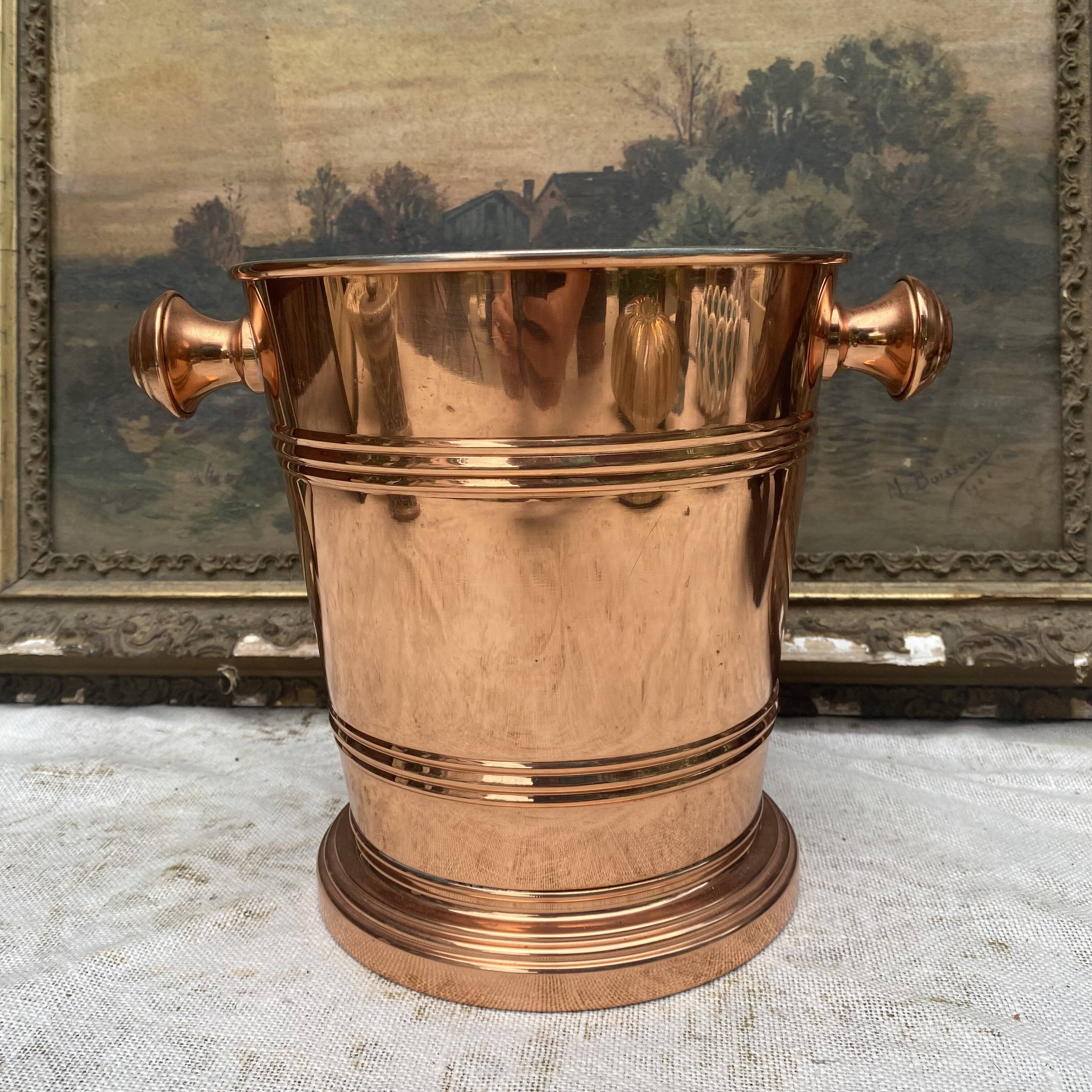 Vintage champagne bucket in genuine copper and stainless steel.