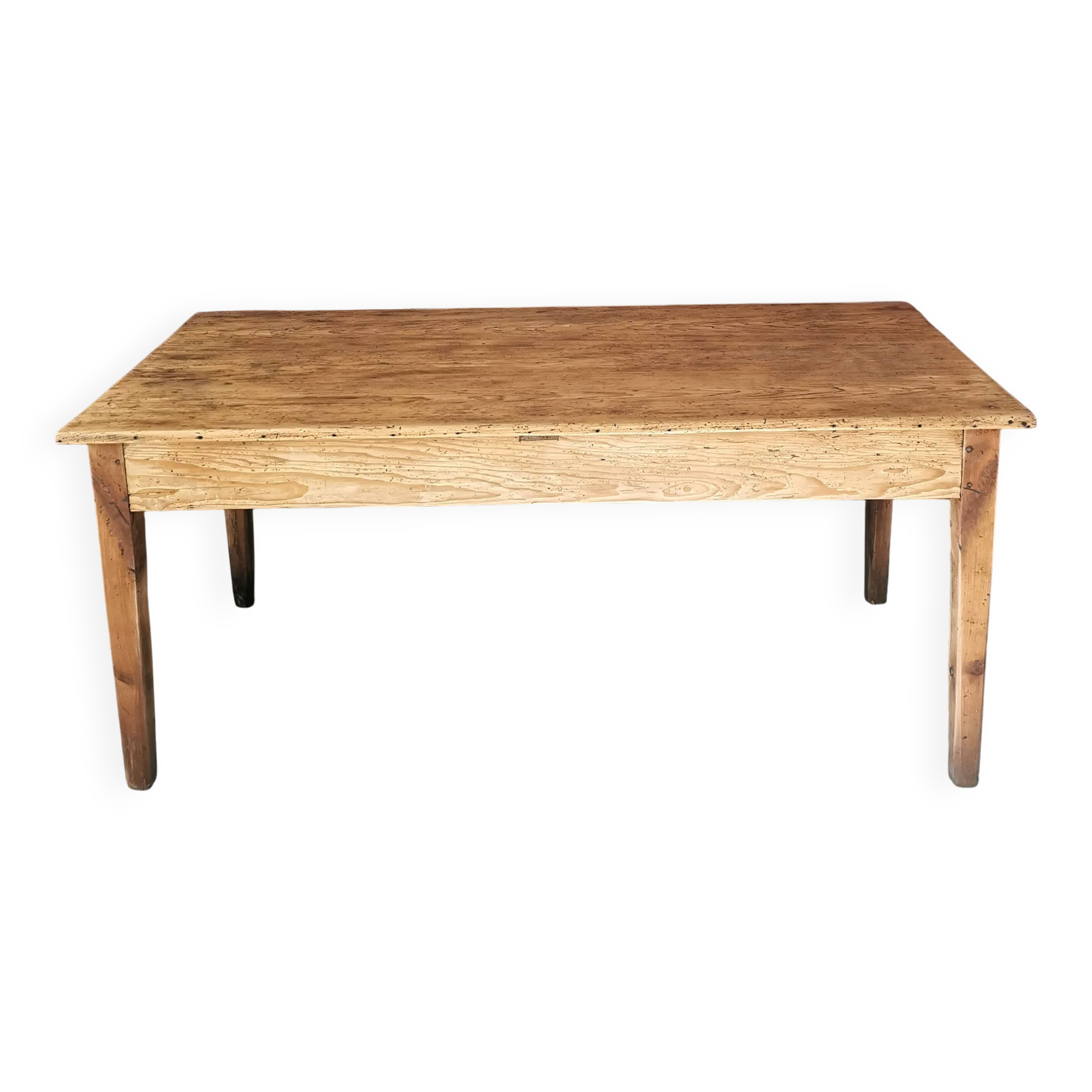 Dining table, rustic farmhouse style, 6 to 8 seats.
