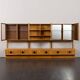 Scandinavian mid century oak wall unit with backlit, Denmark 1970s