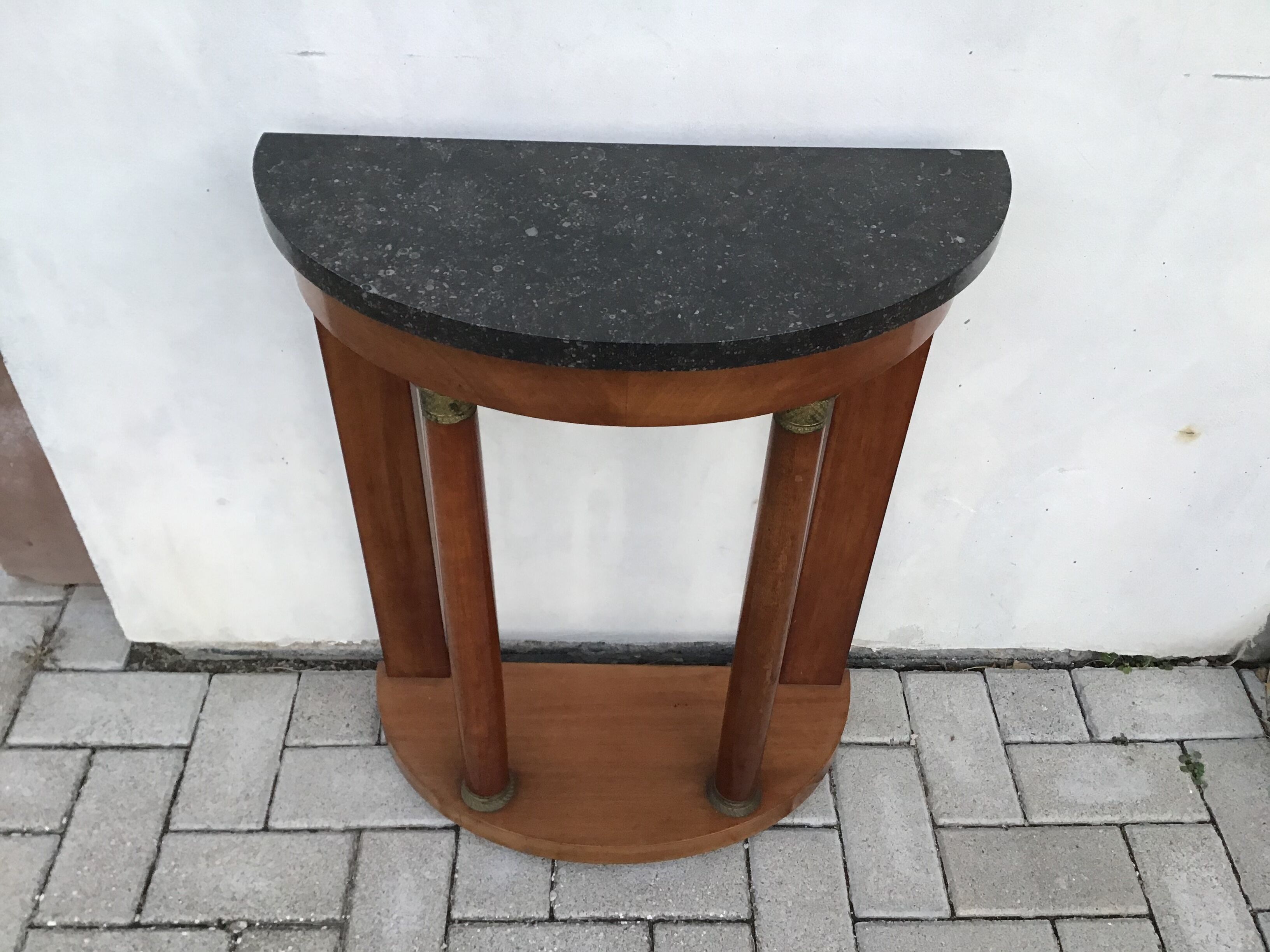 Small half-moon console empire vintage mahogany 1950
