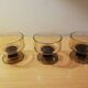 Set of 3 vintage 1970s brown smoked glass cups Pegasus Mobil.