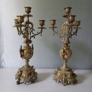 Paire de chandeliers bronze style Louis XVI – 4 feux – 38 cm