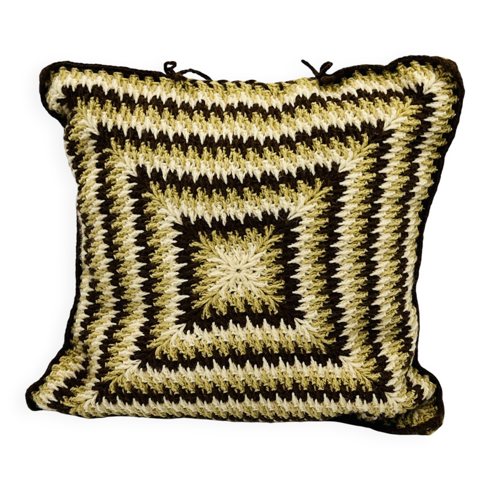 Vintage 70s crochet cushion