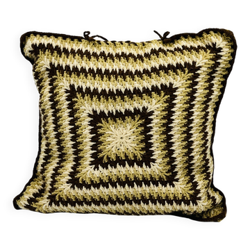 Vintage 70s crochet cushion