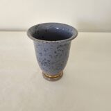 Blue ceramic vase signed (Signature to be identified) Height 12cm
