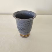 Blue ceramic vase signed (Signature to be identified) Height 12cm