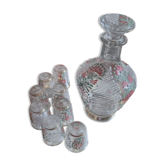 Murano style liquor service, 8 glasses