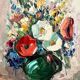 Country bouquet, old oil on panel