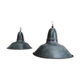 Set old enamel lamps factory lamps blue black